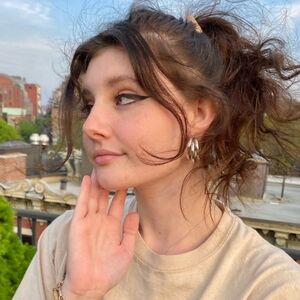 Free People Goldtone Large Hoop Earrings Crescent